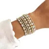 Moda transfronteriza estilo simple perla CCB con cuentas elástico pulsera de tarjeta de papel kraft para mujer juego de 11