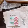 Pinza para el pelo con flor de tela de imitación colorida de verano para niñas, lindo clip BB de Plumeria atado a mano, clip lateral que no daña el elástico del pelo