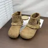 Vestido de estilo retro para niña. Botas Martens Colección Otoño/Invierno 2026 Botas de Mezclilla Cómodas de Suela Suave para Niños Mayores Botines Cortos con Hebilla de Cuero