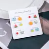 Set de Aretes Dulces, Frescos y Lindos de Primavera y Verano para Una Semana con Corazón Femenino, Agujas de Imitación Plateada, Accesorios de Oreja Pequeños y Versátiles para el Día a Día