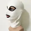 Capuz Sexy de Látex Máscara de Látex com Zíper Role-Playing Touca Branca de Látex Acabamento Preto Zíper nas Costas