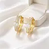 Pendientes Xuping de círculo geométrico con incrustaciones de gemas artificiales, pendientes transfronterizos europeos y americanos, pendientes versátiles para el día a día, venta al por mayor de joyería