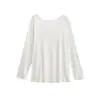 Blusa Casual Soltinha com Design de Fenda Lateral, Camiseta Fina de Manga Longa, Tendência