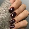 Puntas de Uñas Portátiles de Venta Caliente Transfronterizas con Acabado de Alta Gama, Pegatinas para Uñas Cuadradas Cortas Estilo Ins, Uñas Postizas Sencillas Brillantes, 24 Piezas