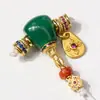 Traje de tres piezas de ágata verde y magnesita dorada original, accesorios, accesorios hechos a mano para DIY, joyería colgante, nuevo texto, juego
