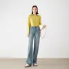¡Pantalones de pierna ancha! Jeans Azules Vintage para Mujer de Cintura Alta de Moda Versátiles Pantalones de Pierna Larga Recta 6005