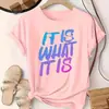 Camiseta holgada talla extra para mujer - Suave y transpirable de poliéster, casual, manga corta, cuello redondo, con llamativo