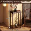 Mesa de Flores Estante de Flores Rack de Armazenamento de Chão para Sala de Estar Suporte para Vasos de Flores de Varanda Estante de Plantas Chinesa de Madeira Maciça Multicamadas 2025