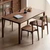 Mesa de Comedor Rectangular Moderna de Madera Maciza Color Nogal Negro Mesa de Té para el Hogar de Lujo Ligero Simple Desmontable Mesa de Comedor Escritorio de Madera Original