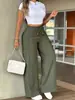 Pantalones casuales de pierna recta a rayas con cordón holgados para mujer, moda europea y americana 2026, desarrollados por Anno, para tiendas independientes de Amazon