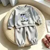 Conjunto de Primavera y Otoño para Niños Estilo Coreano Moda Dinosaurio Tendencia Nuevo Dibujos Animados Sudadera de Manga Larga y Pantalones Jogger Elegante Conjunto de Dos Piezas