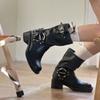 Nuevas Botas de Media Caña Súper Geniales Estilo Coreano Vintage 2026 Otoño e Invierno Botines Botas vaqueras para exteriores Botas para aumentar la altura para vacaciones