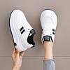 Novas Sapatos de Painel de Couro Versáteis para Mulheres, Moda Primavera e Outono 2025, Plataforma com Solado Grosso, Sapatos Brancos, Sapatos Esportivos e Casuais Tendência para Mulheres