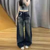 Jeans rectos para mujer, nuevo diseño de otoño, desgastados estilo americano, adelgazantes, holgados, de cintura alta, pantalones vintage de pierna ancha curvados