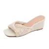 Ropa de Verano para Exteriores para Mujeres Petites, Chanclas de Cuña Tejidas que Aumentan la Altura, Sandalias Retro Casuales Versátiles sin Cierre con Punta Abierta para Mujeres