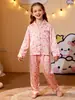 Traje de pijama para niños de comercio exterior otoño seda manga larga niñas ropa de casa de dos piezas ropa para niños una generación de cabello