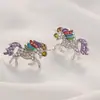 Joyería de moda europea y americana nuevo deseo Amazon AliExpress ebay color popular pendientes de botón poni unicornio para mujer