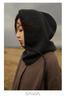 Cachemira Otoño e Invierno Nuevo para Mujer de Alta Gama Color Sólido Protección para la Cabeza Tejido para Exterior Cálido Bufanda con Cordón para el Pecho Sombrero