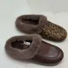 Zapatos peludos retro de punta redonda, poco profundos y de suela gruesa para mujer, mules planos de felpa sin cordones, zapatos de algodón versátiles y cómodos