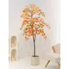 Plantas Verdes de Bordo Árvore Falsa de Bordo Vermelho Plantas em Vasos de Luxo Leve Decoração de Paisagismo para Sala de Estar de Casa Exibição de Janela Planta de Chão