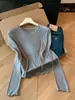 Camiseta de protección solar de manga larga con volantes estilo francés para mujer, nuevo modelo de principios de otoño, estilizada, fluida, suave y con diseño elegante top A13544