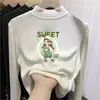 Camiseta Base de Terciopelo Doble Cara para Niñas Otoño e Invierno Nueva Camiseta de Manga Larga Cálida Estilo Bebé de Cuello Alto