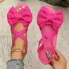 Comercio Electrónico Transfronterizo Tallas Grandes Verano 2027 Nuevas Chanclas de Playa con Lazo de Mariposa Sandalias Planas para Mujer Sandalias de Una Correa para Mujer