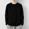 Camiseta de manga larga para hombre, nuevo modelo primavera y otoño 2026, top casual de color liso, cuello redondo, transpirable, cálida camiseta interior