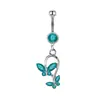 Piercing Corporal Europeu e Americano Joia de Umbigo Borboleta Cravejada de Diamantes Argola de Umbigo Dupla Borboleta Cobre Unha de Umbigo Cravejada de Diamantes Fabricante Atacado