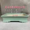 Vaso Cerâmico Vintage em Relevo Verde e Branco com Esmalte Rachado Gelo, Queimado em Forno, Retangular, para Bonsai, Novo Vaso de Flores Lingshan Shiwang