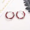 Nuevos Pendientes de Aro Rojos Lisos con Lazo para Otoño e Invierno, con un Toque de Lujo Ligero y Alta Gama, Nuevos Brazaletes de Aro para el Año Nuevo 2025 que Realzan el Cutis