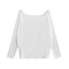 Camiseta de manga larga para mujer con hombros descubiertos y escote pronunciado, nueva camiseta básica informal de moda de verano S21030