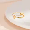 Anel Minimalista de Aço Titânio Multi-Elementos Cravejado de Diamantes para Mulheres, Anel Aberto Ajustável de Aço Inoxidável, Design Geométrico Atacado