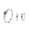 Luz Luxo S925 Prata Esterlina Novos Brincos Esmeralda Anel Feminino Elegante Retro Requintado Terno de Jóias de Alta Qualidade