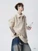 Sudadera Retro Suelta con Media Cremallera y Solapas Casual para Hombre, Estilo Primavera y Otoño, Chaleco Gris Pesado de Moda