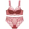 Lingerie sexy estilo francês, coleção de verão, projetada para fazer seios grandes parecerem menores e prevenir a flacidez, conjunto de sutiã de renda fino e delicado para mulheres