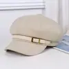 Nueva hebilla de cinturón retro estilo británico, sombrero octogonal de lana para mujer, otoño e invierno, adelgazante, cálido y con visera de pico de pato