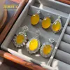 Pingente de calcedônia de ágata amarelo gelo em forma de ovo de pombo, colar de jade de ágata feminino, suprimento para live stream, múltiplos estilos disponíveis
