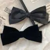 Pinza para el Cabello con Lazo Grande de Satén y Terciopelo para Mujer, Cara Pequeña, Sensación de Alta Gama, Accesorio Negro para Cola de Caballo