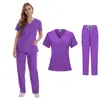 Ropa de Lavado a Mano Transfronteriza para Mujer de Secado Rápido Manga Corta Ropa Quirúrgica Ropa de Trabajo de Enfermera Doctora Ropa de Trabajo de Hospital de Mascotas traje