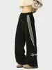 Pantalones Deportivos Rayados Americanos para Hombre 2025 Primavera y Otoño Nuevos High Street Holgados Caída Rectos Pierna Ancha Casual Largos