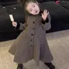 Vestido para Niñas 26 Otoño/Invierno Nuevo Estilo Coreano para Niños Abrigo de Lana Holgado con Solapa Ropa de Abrigo Cálida Elegante para Niñas
