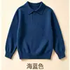 Suéter de Moda Otoño e Invierno para Niños Color Sólido Cuello Camisero 2026 Nuevo Estilo Cálido de Punto Moderno Camisa POLO para Niños Mayores
