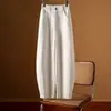 Calça Banana de Algodão e Linho para Mulheres, Calça de Linho e Algodão Solta de Verão Afinando