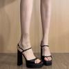 Sandalias de Plataforma Sexy de Tacón Ultra Alto con Punta Cuadrada y Abierta, de Correa Única para Mujer, Estilo Verano 2026 Europeo y Americano, Tacones Altos Estilo 'Hot Girl'