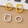 Anillo trenzado de plata S925, cierre de resorte de gato de la suerte, botón de gato pequeño, pulsera DIY, conector para collar de cordón, cierre de extremo