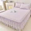 Juego de Tres Piezas Falda de Cama Estilo Princesa de Látex Mate Verano 2026 Nuevo Colcha de Encaje de Verano Sábana con Borde de Falda