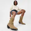 Botas de moda de tacón alto de comercio exterior para mujer, botas de tubo alto con punta de moda para otoño e invierno, botas versátiles de cuero para mujer de talla grande, botas de cuero para mujer sin cordones