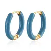 Pendientes Circulares Minimalistas con Goteo de Aceite de Alambre Redondo Transfronterizos de Amazon Pendientes de Acero Inoxidable Verano Retro Genial Dopamina
