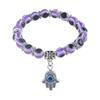Aleación Palma Hueca Ojos Azules Colorido Color Mezclado Colgante de Cuentas Pulsera Elástica Joyería Simple para Pareja en stock